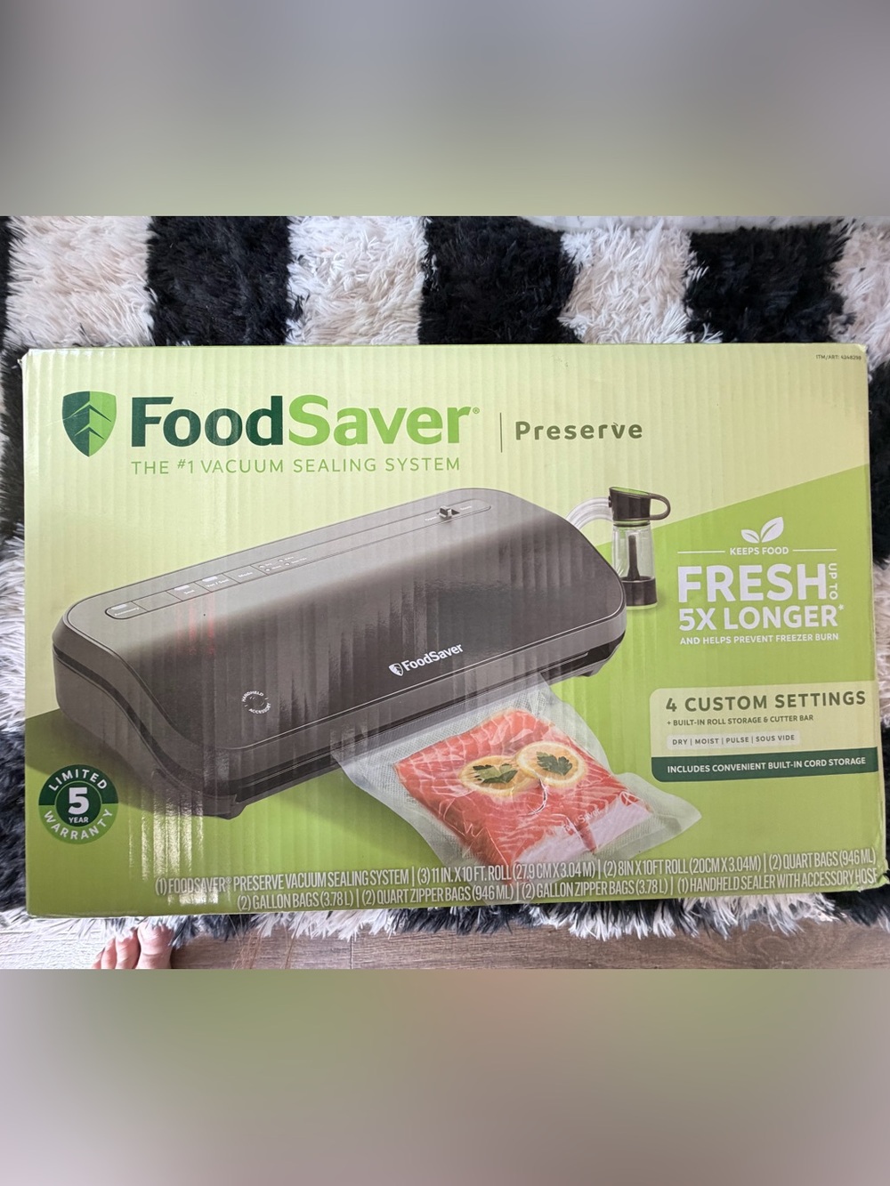 New in box: FoodSaver Preserve Vacuum Sealer in Black and Lime Green